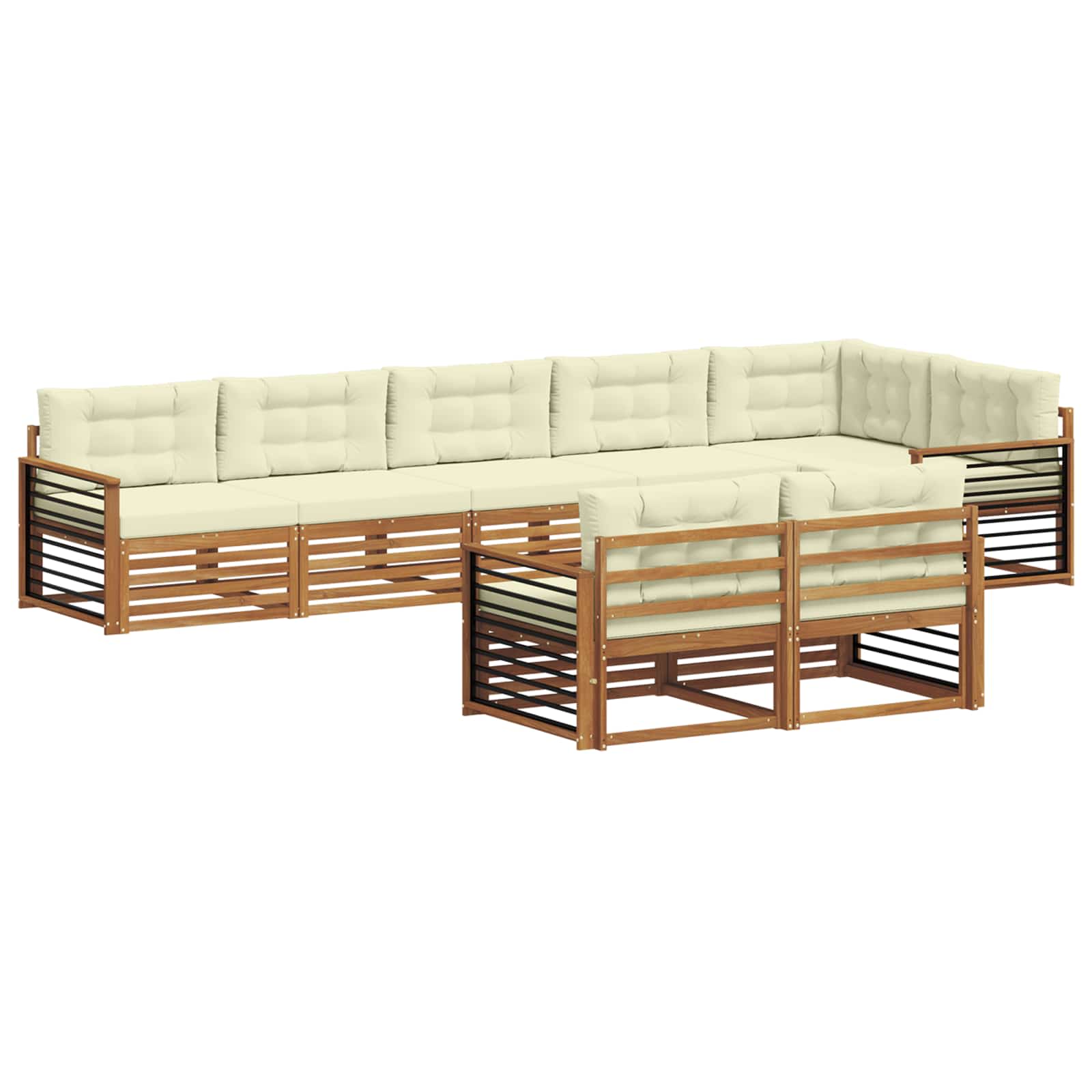 Set di divani da esterno con cuscino 8 pcs Naturale e Crema | homemem39