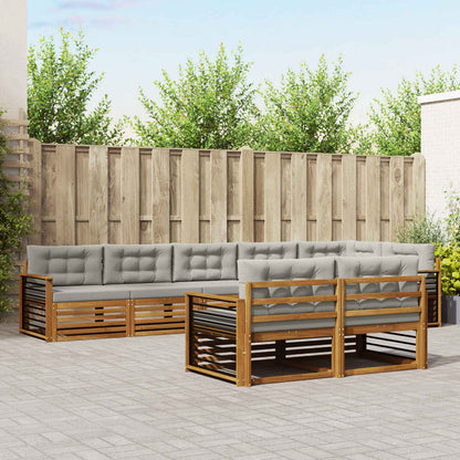 Set di divani da esterno 8 pcs Grigio Naturale e Chiaro