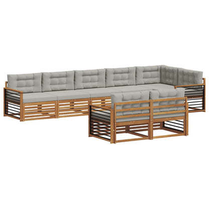 Set di divani da esterno 8 pcs Grigio Naturale e Chiaro