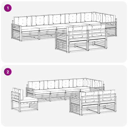 Set di divani da esterno 8 pcs Grigio Naturale e Chiaro | homemem39