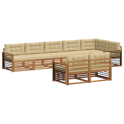 Set di divani da esterno con cuscino 8 pcs Naturale e Beige | homemem39