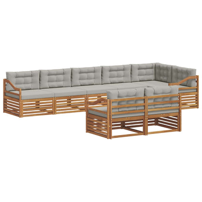 Set di divani da esterno 8 pcs Grigio Naturale e Chiaro
