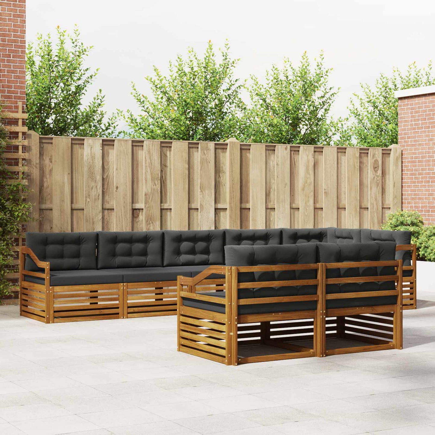 Set di divani da esterno con cuscino 8 pcs Naturale e Antracite