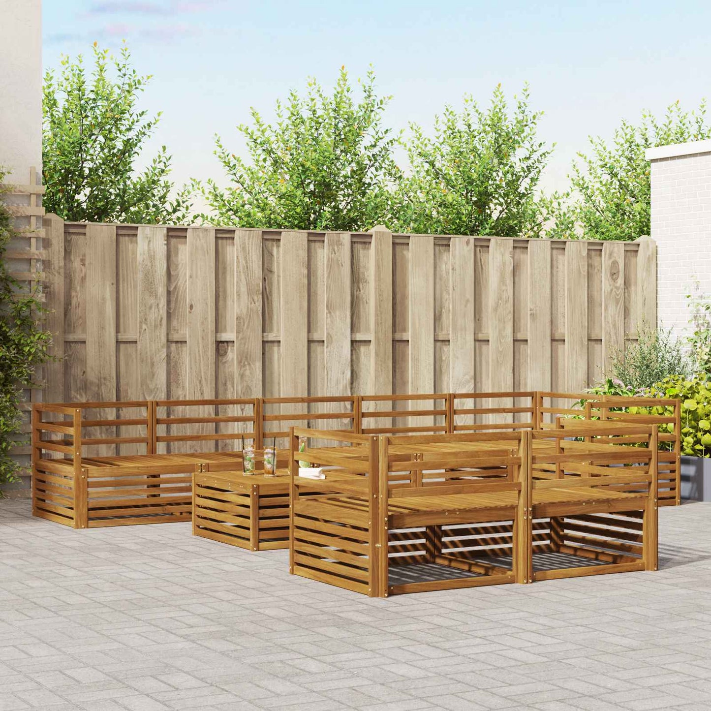 Set di divani da esterno 9 pcs Naturale