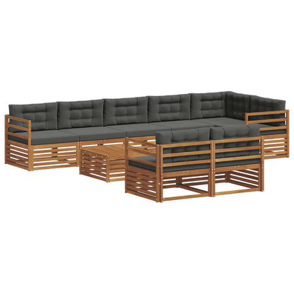 Set di divani da esterno con cuscino 9 pcs Naturale e Antracite | homemem39