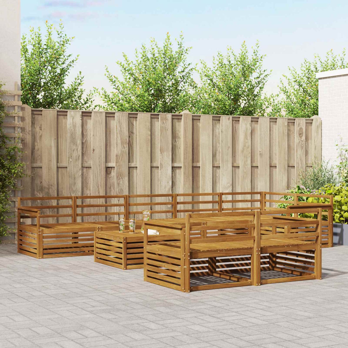 Set di divani da esterno 9 pcs Naturale | homemem39