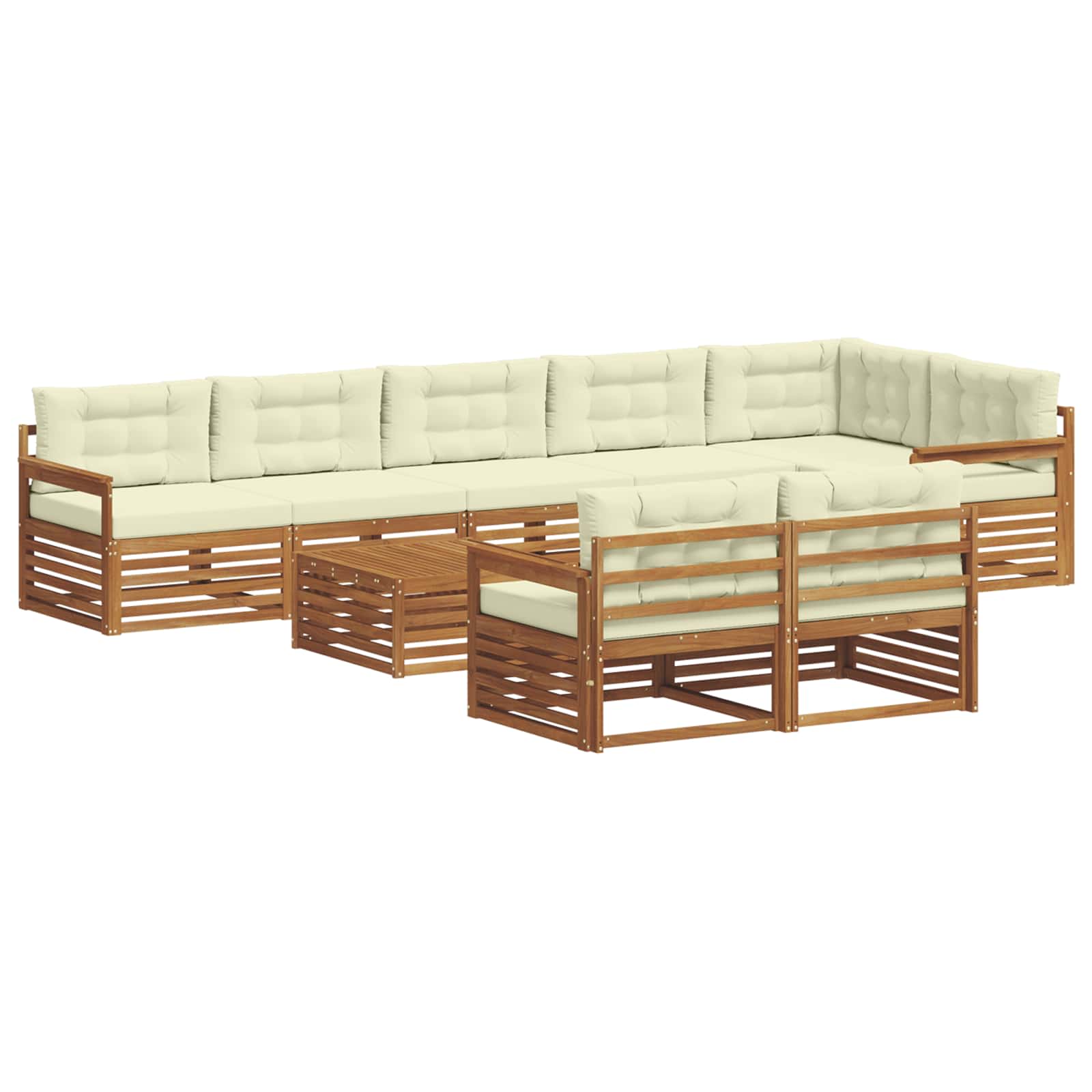 Set di divani da esterno con cuscino 9 pcs Naturale e Crema | homemem39