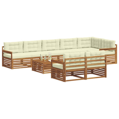 Set di divani da esterno con cuscino 9 pcs Naturale e Crema