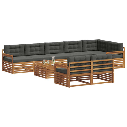 Set di divani da esterno con cuscino 9 pcs Naturale e Antracite | homemem39