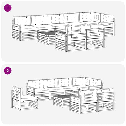 Set di divani da esterno con cuscino 9 pcs Naturale e Antracite | homemem39