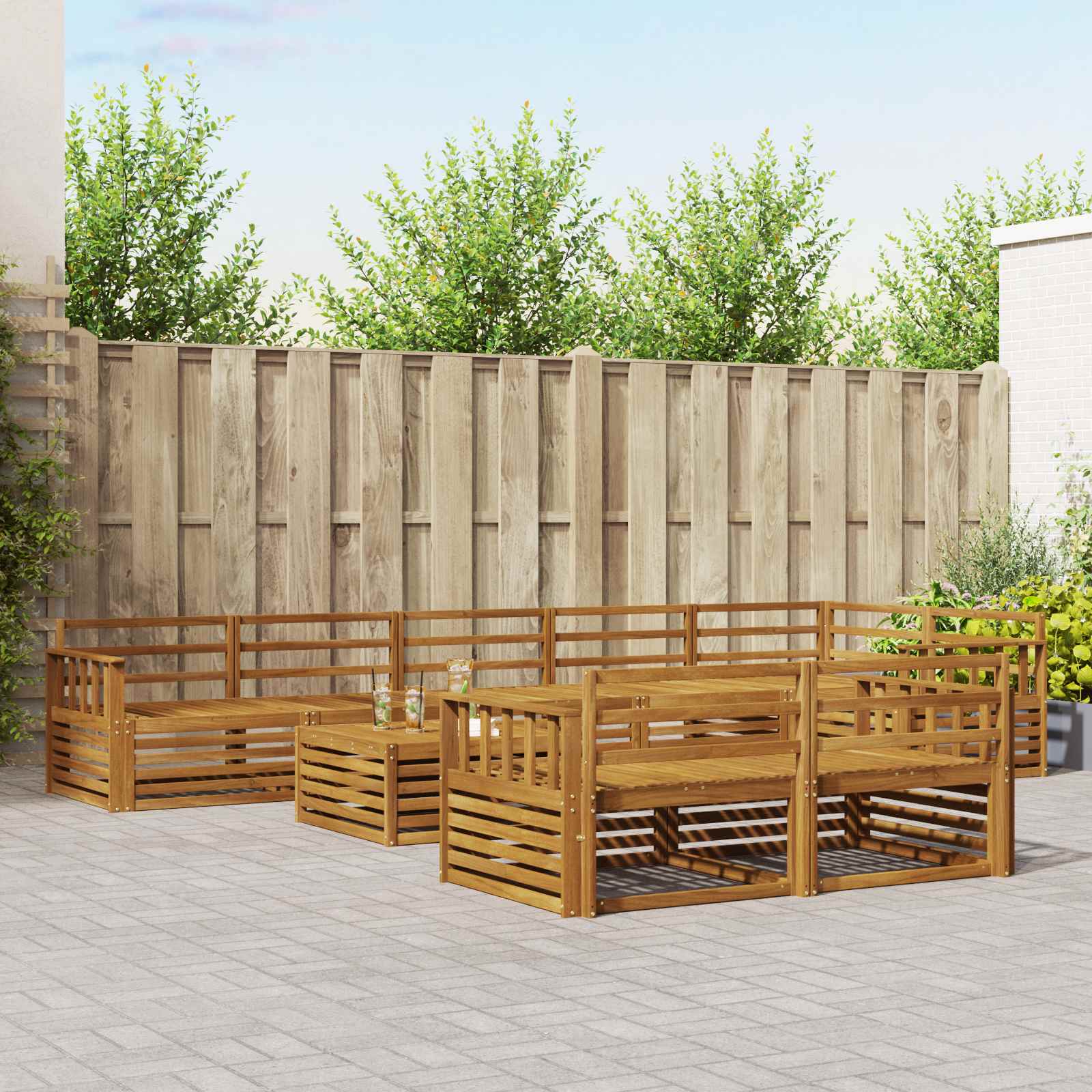 Set di divani da esterno 9 pcs Naturale | homemem39