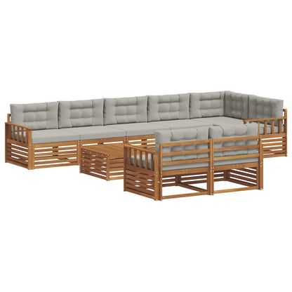Set di divani da esterno 9 pcs Grigio Naturale e Chiaro | homemem39