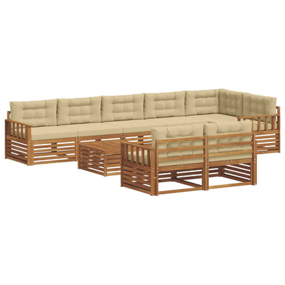 Set di divani da esterno con cuscino 9 pcs Naturale e Beige