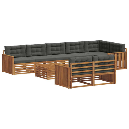 Set di divani da esterno con cuscino 9 pcs Naturale e Antracite | homemem39