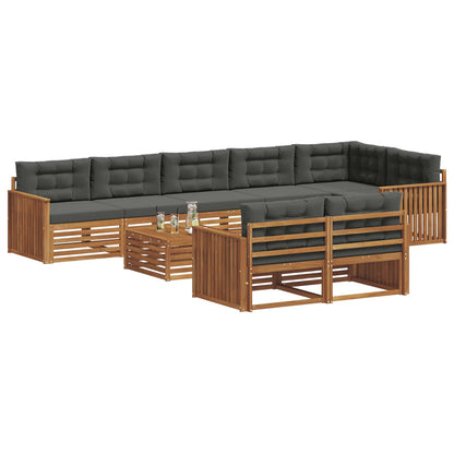 Set di divani da esterno con cuscino 9 pcs Naturale e Antracite | homemem39