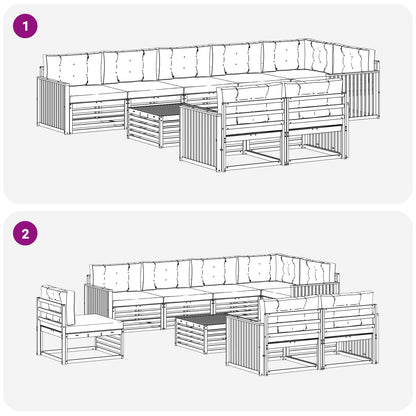 Set di divani da esterno con cuscino 9 pcs Naturale e Antracite | homemem39