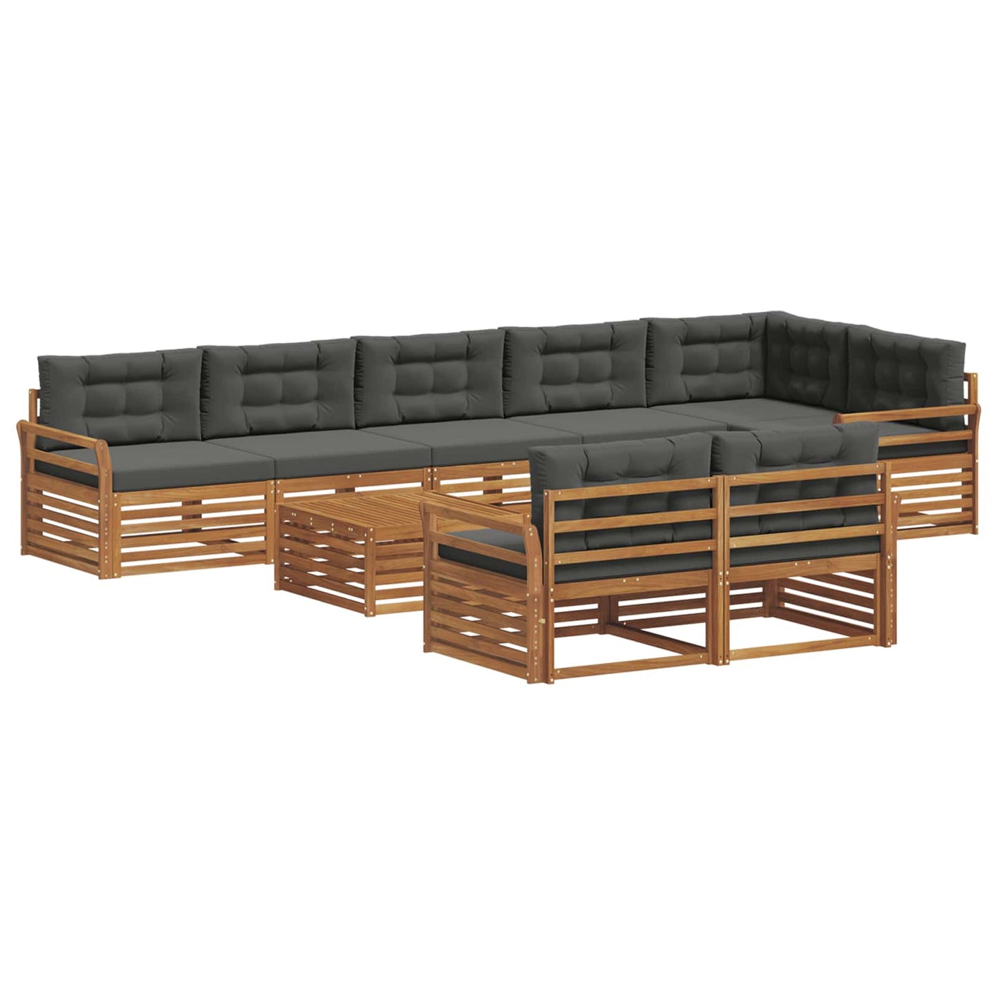 Set di divani da esterno con cuscino 9 pcs Naturale e Antracite