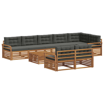 Set di divani da esterno con cuscino 9 pcs Naturale e Antracite