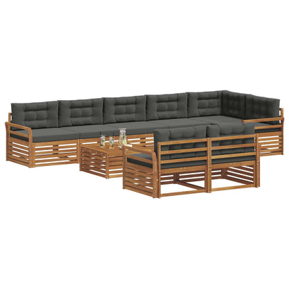 Set di divani da esterno con cuscino 9 pcs Naturale e Antracite | homemem39