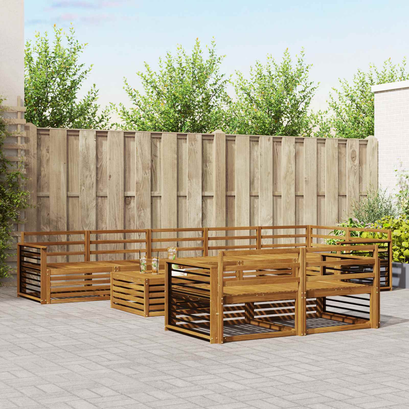 Set di divani da esterno 9 pcs Naturale | homemem39