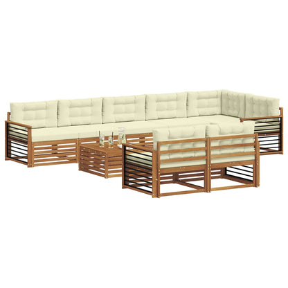 Set di divani da esterno con cuscino 9 pcs Naturale e Crema