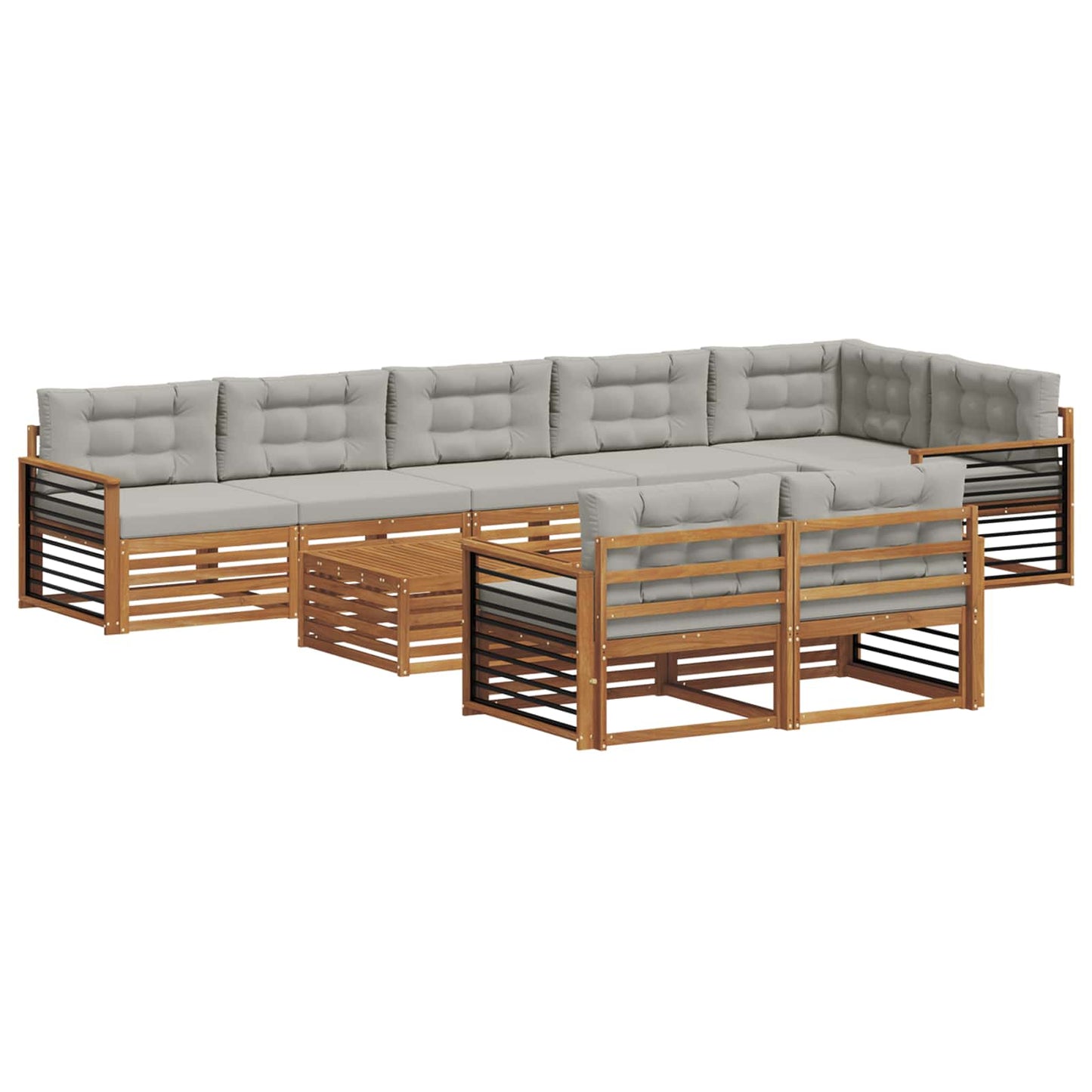Set di divani da esterno 9 pcs Grigio Naturale e Chiaro | homemem39
