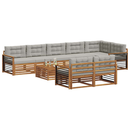 Set di divani da esterno 9 pcs Grigio Naturale e Chiaro | homemem39