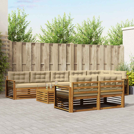 Set di divani da esterno con cuscino 9 pcs Naturale e Beige | homemem39