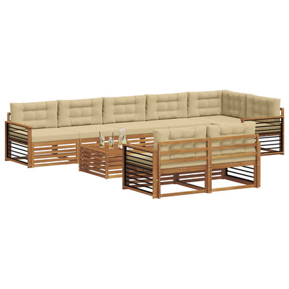 Set di divani da esterno con cuscino 9 pcs Naturale e Beige