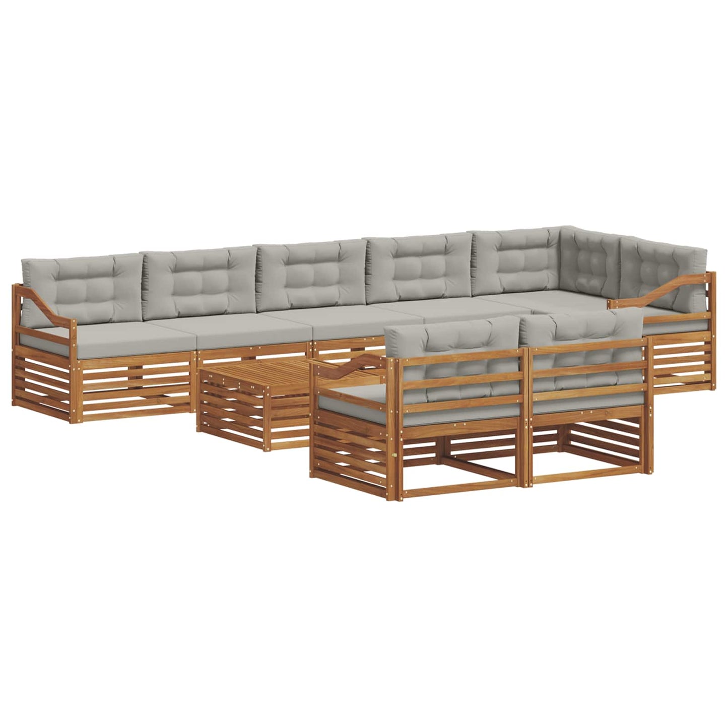 Set di divani da esterno 9 pcs Grigio Naturale e Chiaro | homemem39