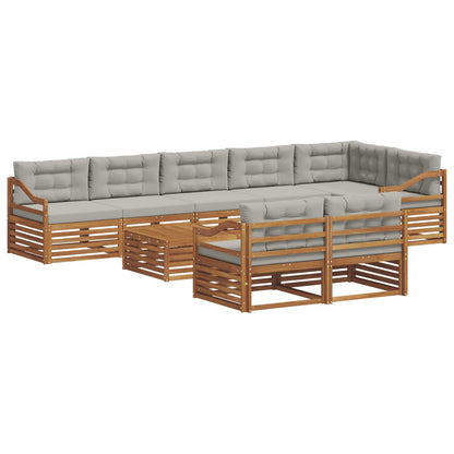 Set di divani da esterno 9 pcs Grigio Naturale e Chiaro | homemem39