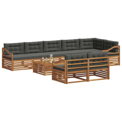 Set di divani da esterno con cuscino 9 pcs Naturale e Antracite | homemem39