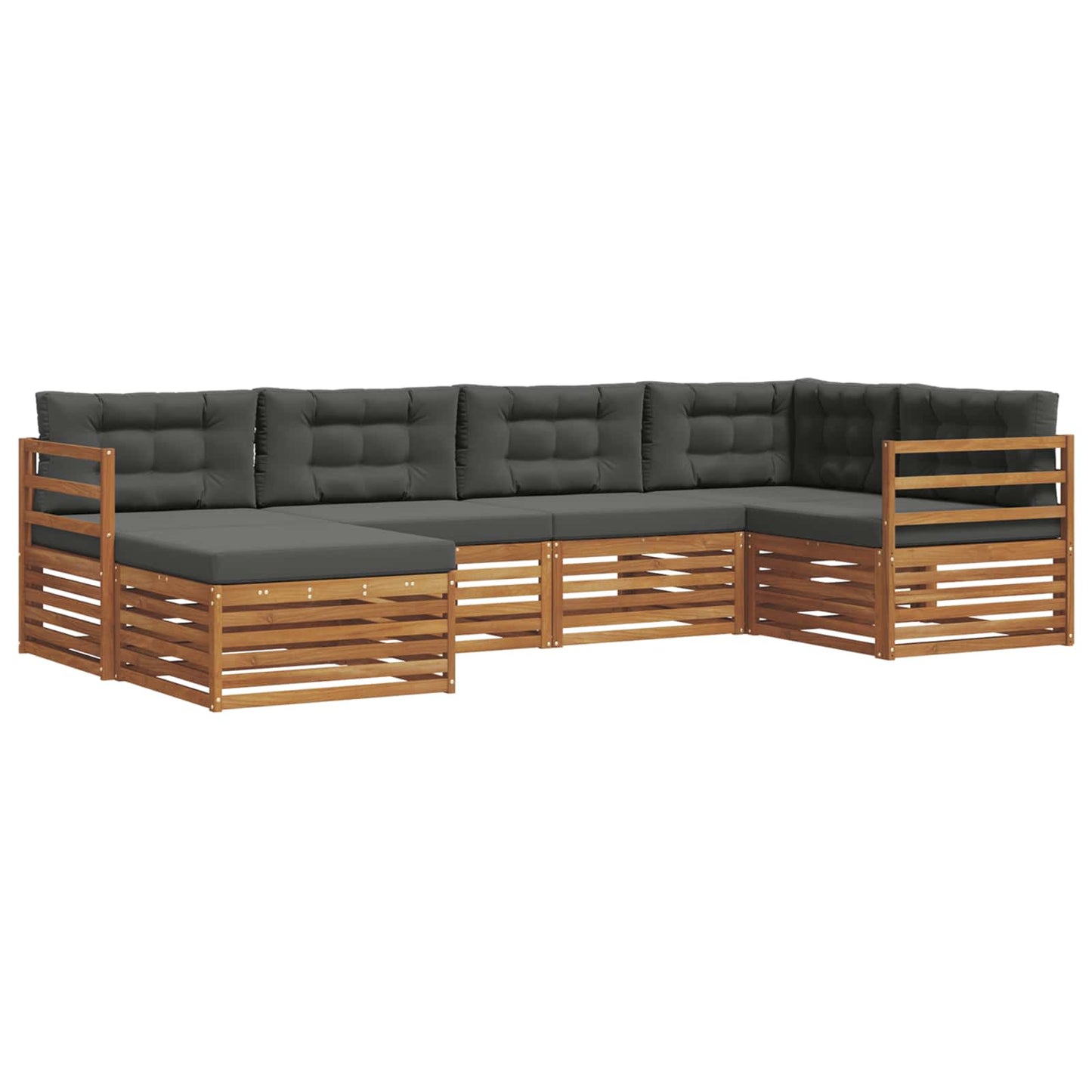Set di divani da esterno con cuscino 6 pcs Naturale e Antracite | homemem39