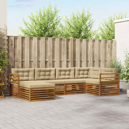 Set di divani da esterno con cuscino 6 pcs Naturale e Beige