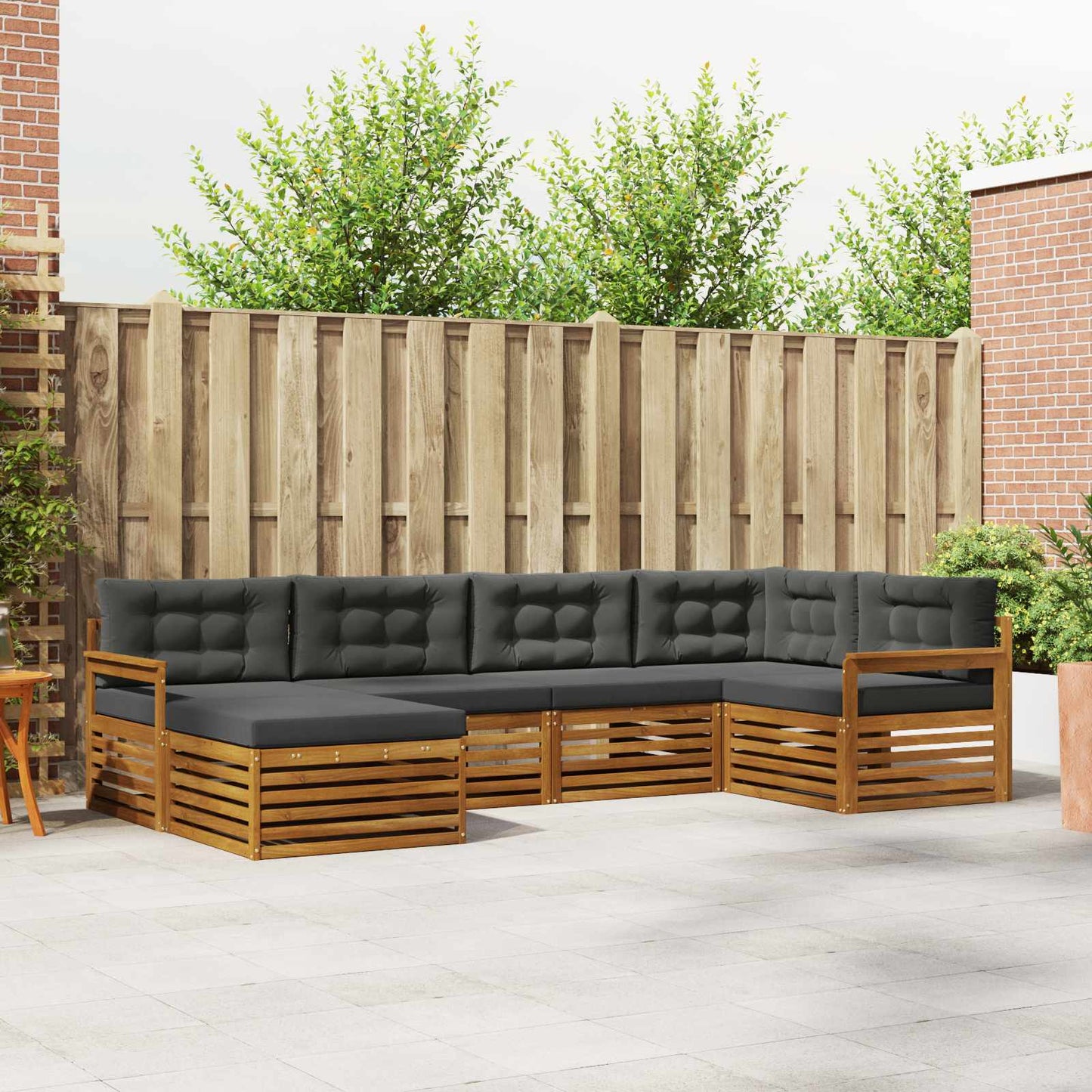 Set di divani da esterno con cuscino 6 pcs Naturale e Antracite