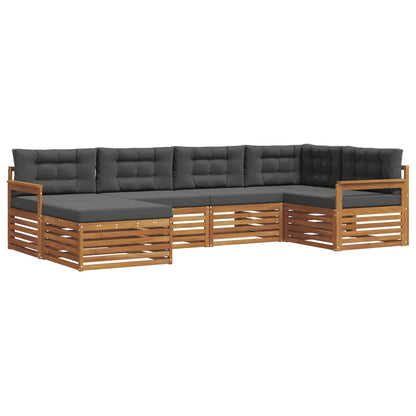 Set di divani da esterno con cuscino 6 pcs Naturale e Antracite