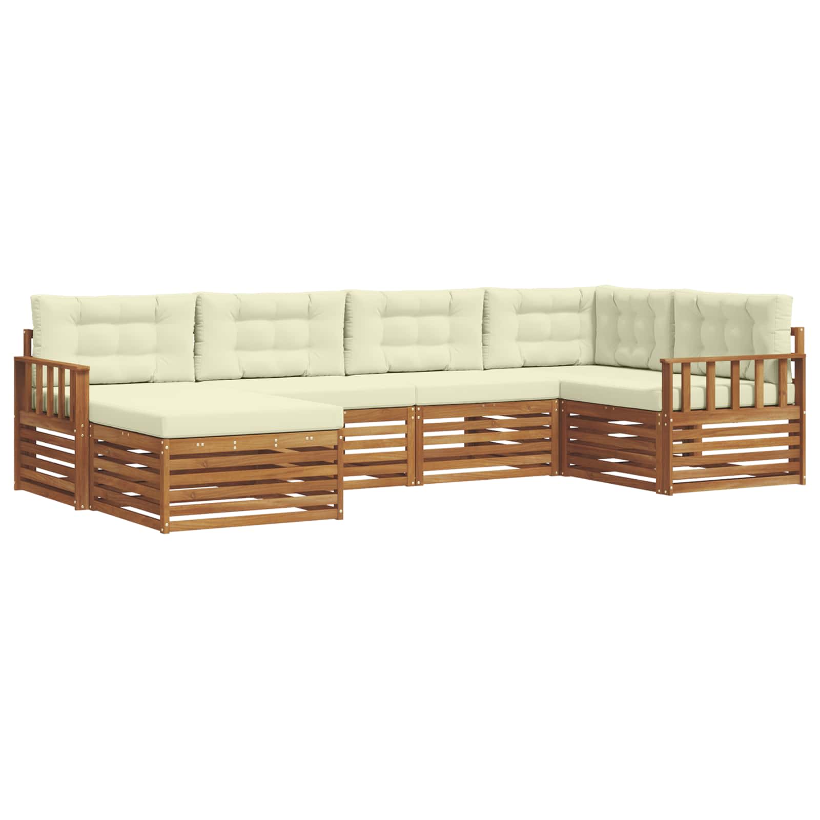 Set di divani da esterno con cuscino 6 pcs Naturale e Crema | homemem39