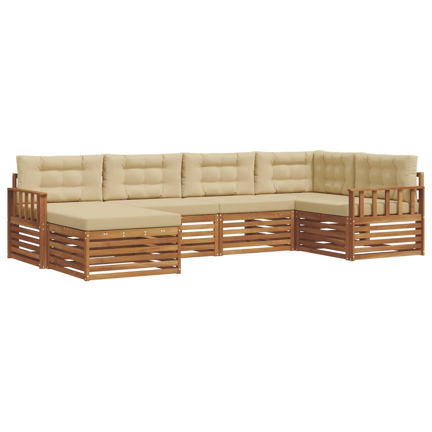 Set di divani da esterno con cuscino 6 pcs Naturale e Beige | homemem39