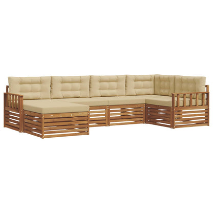 Set di divani da esterno con cuscino 6 pcs Naturale e Beige | homemem39