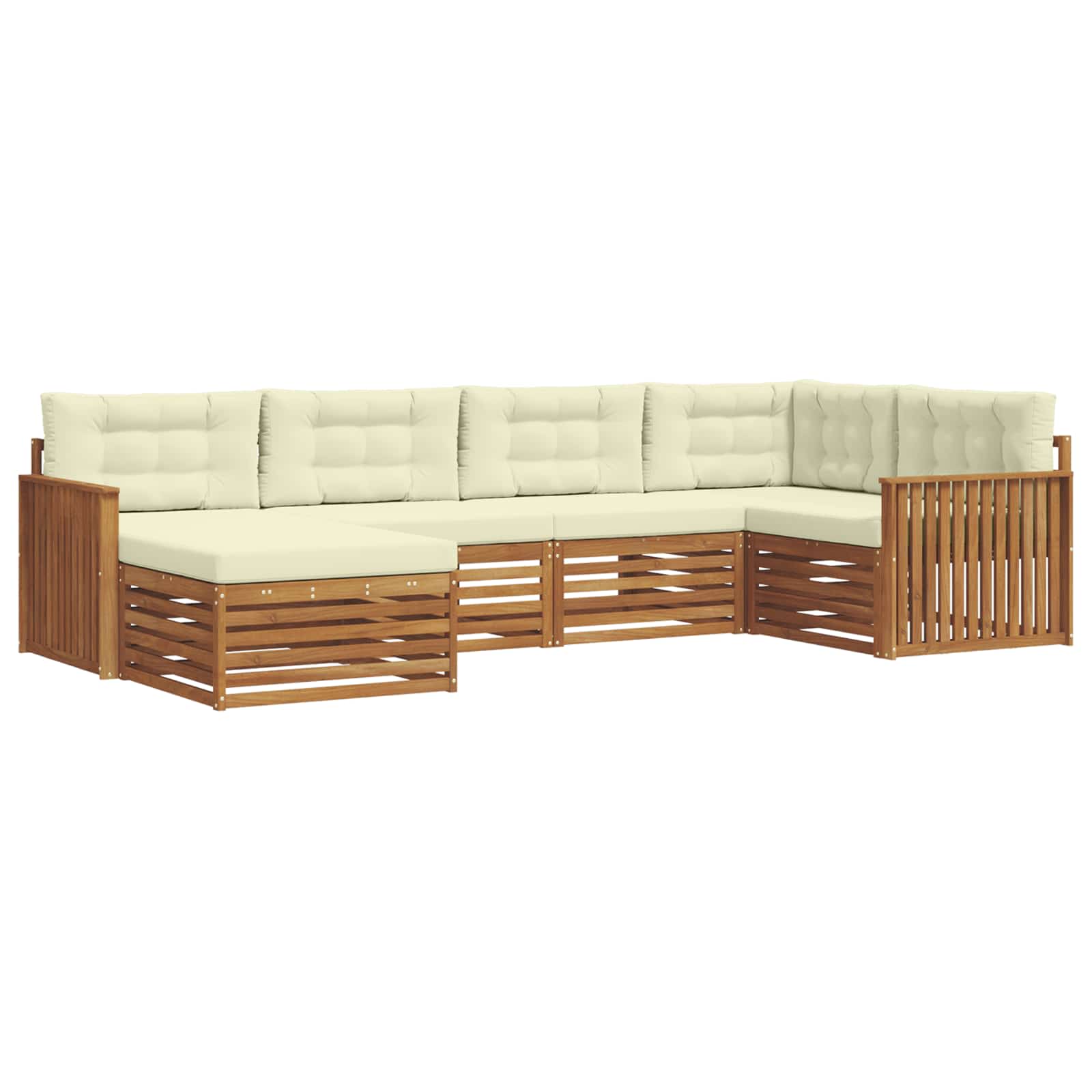 Set di divani da esterno con cuscino 6 pcs Naturale e Crema | homemem39