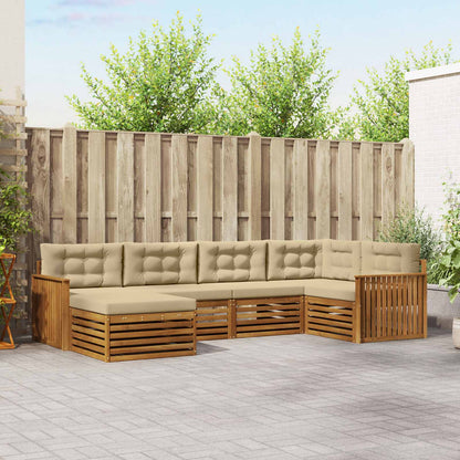 Set di divani da esterno con cuscino 6 pcs Naturale e Beige