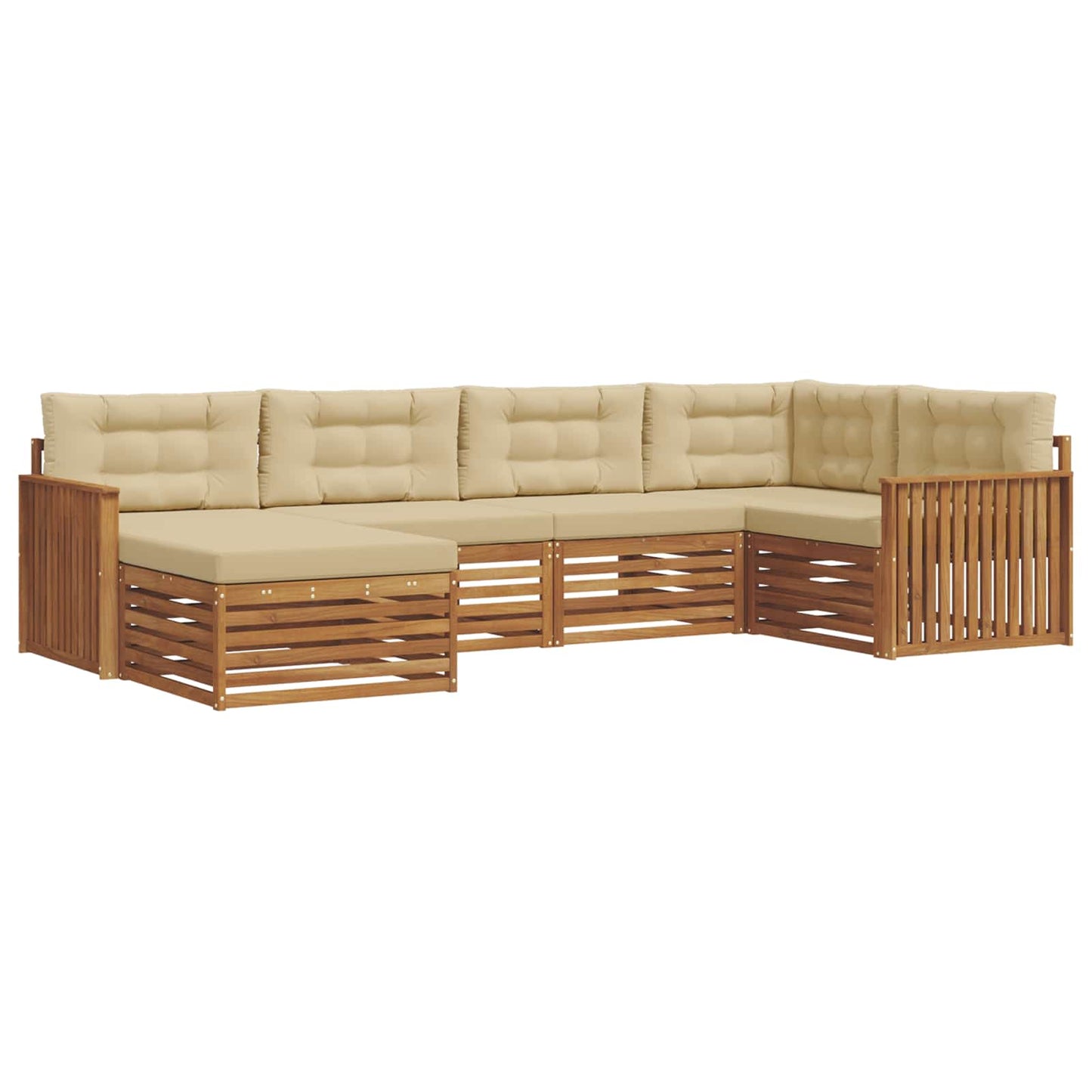 Set di divani da esterno con cuscino 6 pcs Naturale e Beige | homemem39