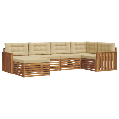 Set di divani da esterno con cuscino 6 pcs Naturale e Beige | homemem39