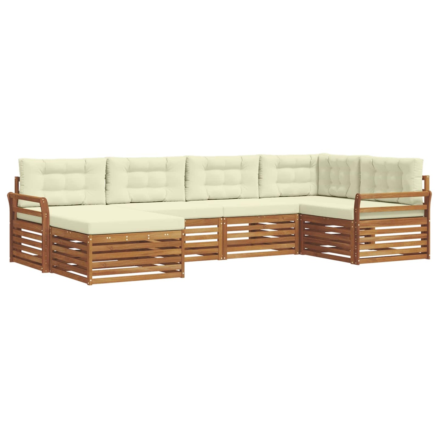 Set di divani da esterno con cuscino 6 pcs Naturale e Crema | homemem39