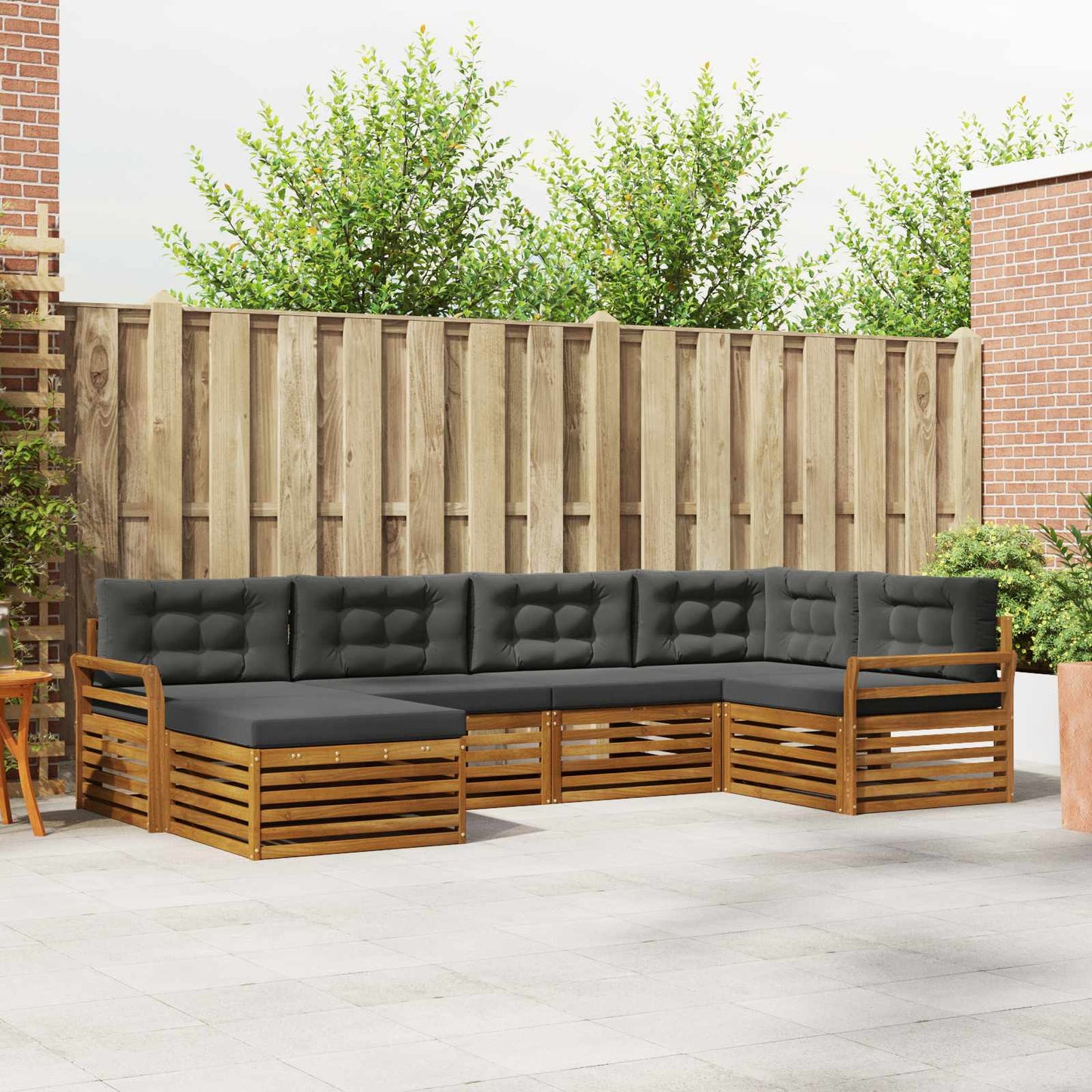 Set di divani da esterno con cuscino 6 pcs Naturale e Antracite