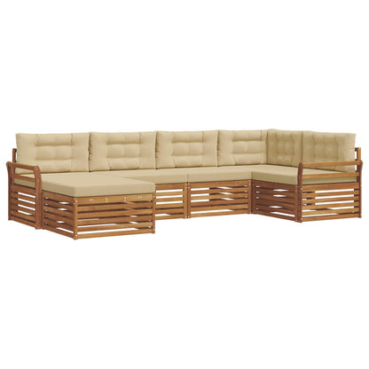 Set di divani da esterno con cuscino 6 pcs Naturale e Beige | homemem39