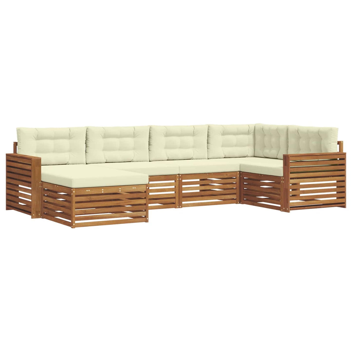 Set di divani da esterno con cuscino 6 pcs Naturale e Crema
