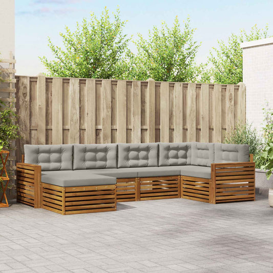 Set di divani da esterno 6 pcs Grigio Naturale e Chiaro