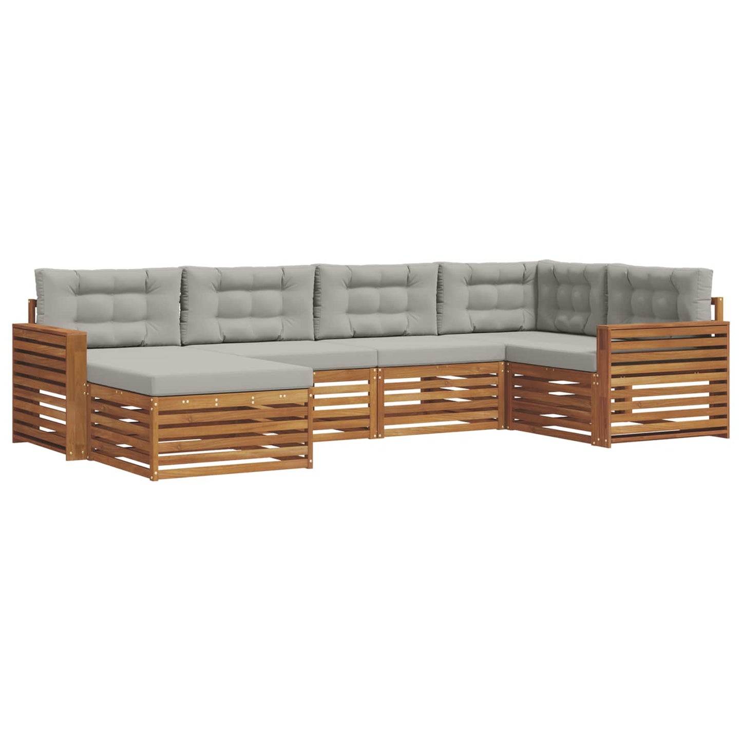 Set di divani da esterno 6 pcs Grigio Naturale e Chiaro