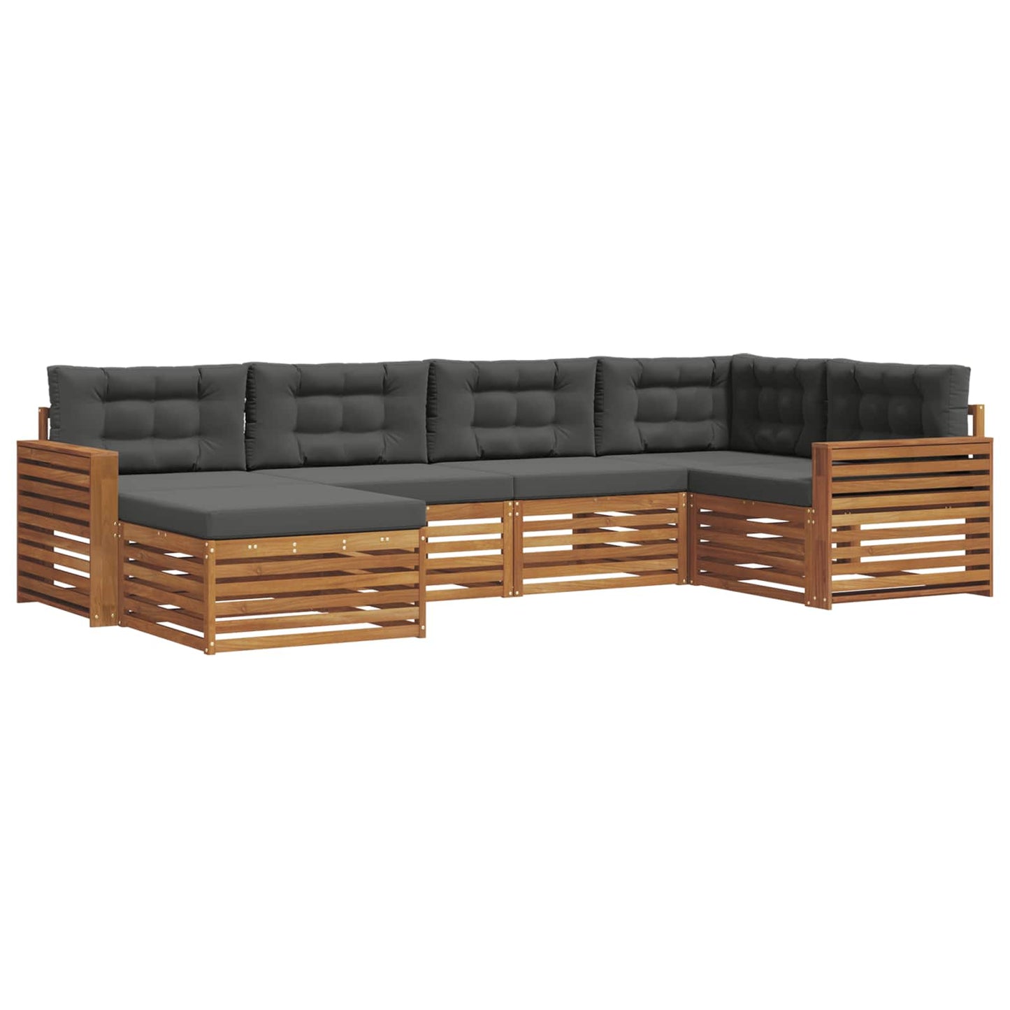 Set di divani da esterno con cuscino 6 pcs Naturale e Antracite | homemem39
